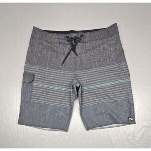 Billabong Recycler All Day Pro Board Shorts Mens 33 Gray Stripe Swim Trunks